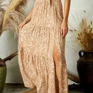Beige Floral Maxi skirt