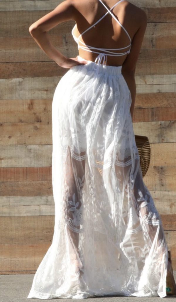 White lace Maxi dress back