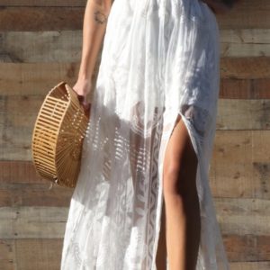 White lace Maxi dress front